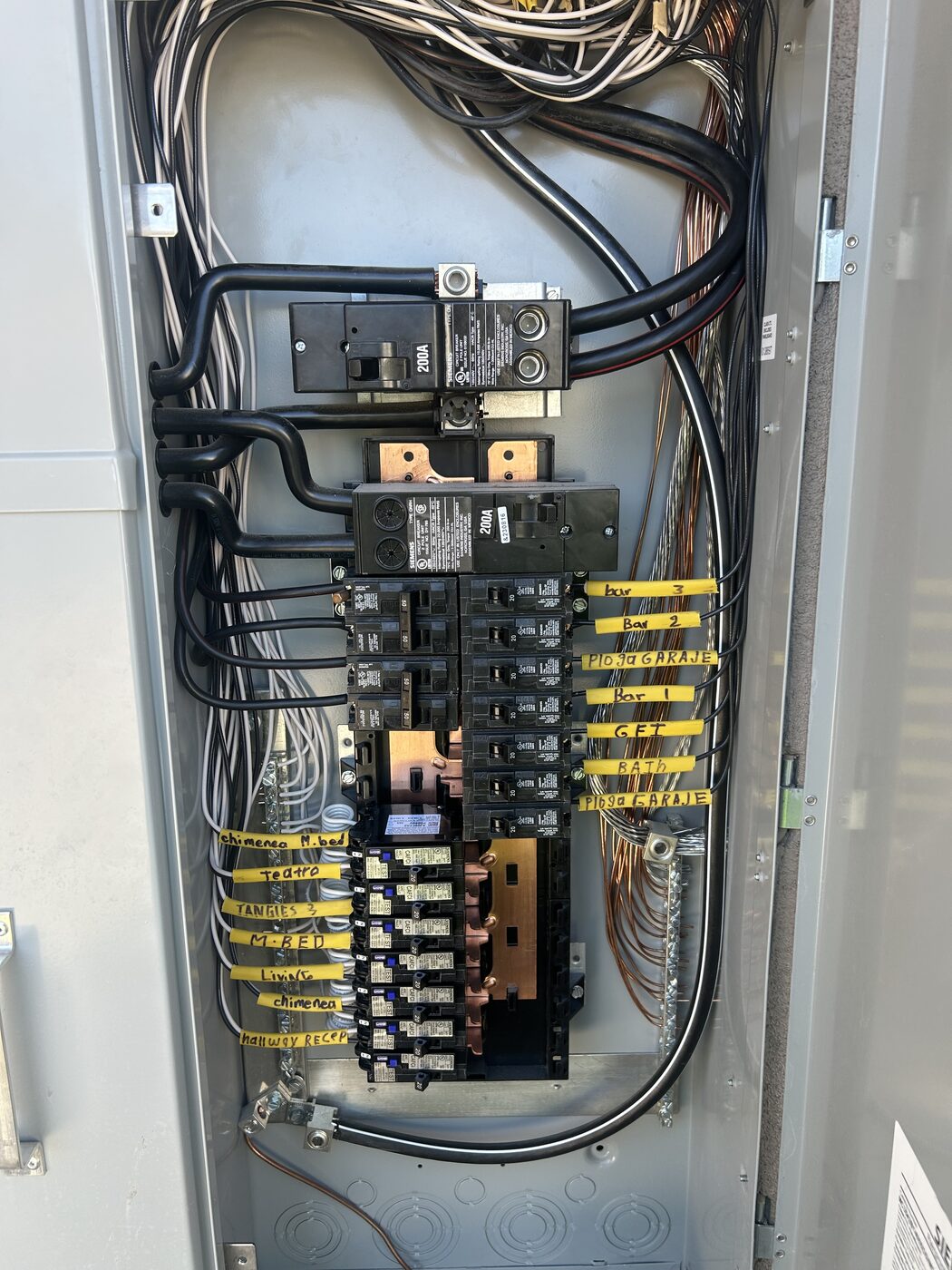 Labeled 200 amp panel upgrade